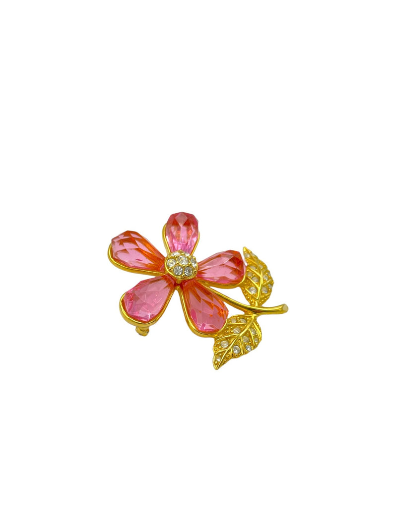 Joan Rivers Pink Flower Vintage Brooch - 24 Wishes Vintage Jewelry