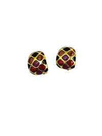 Joan Rivers Purple Plique - a - Jour Clip - On Earrings - 24 Wishes Vintage Jewelry