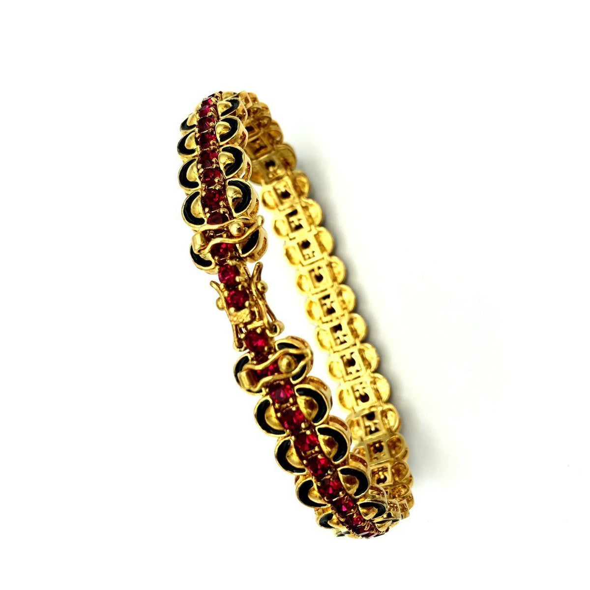 Joan Rivers Ruby Red Gold Vintage Tennis Bracelet - 24 Wishes Vintage Jewelry