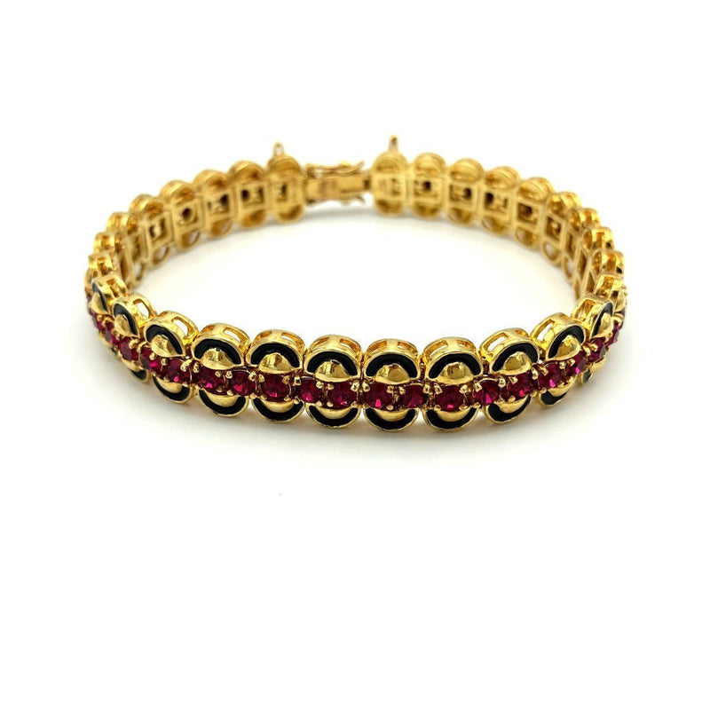 Joan Rivers Ruby Red Gold Vintage Tennis Bracelet - 24 Wishes Vintage Jewelry