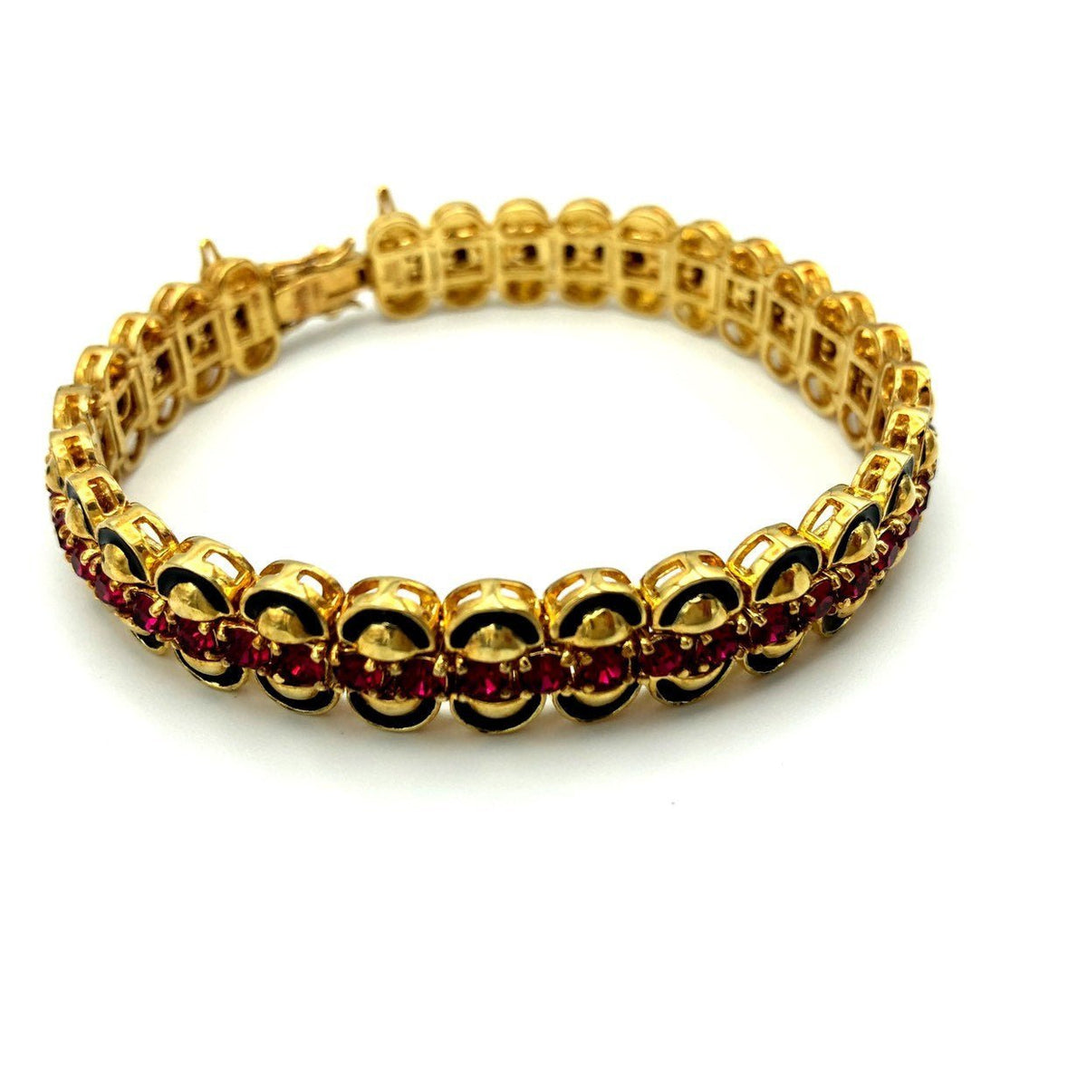 Joan Rivers Ruby Red Gold Vintage Tennis Bracelet - 24 Wishes Vintage Jewelry