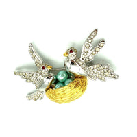 Joan Rivers Silver & Gold Figural Bird Vintage Brooch - 24 Wishes Vintage Jewelry