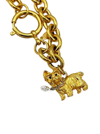 Joan Rivers Vintage Gold Scottie Dog Charm Bracelet - 24 Wishes Vintage Jewelry