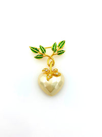 Joan Rivers White Pearl Dangle Heart Floral Vintage Brooch - 24 Wishes Vintage Jewelry