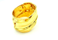 Joanne Cooper for Ciner Wide Gold Modernist Hinged Bangle Bracelet - 24 Wishes Vintage Jewelry