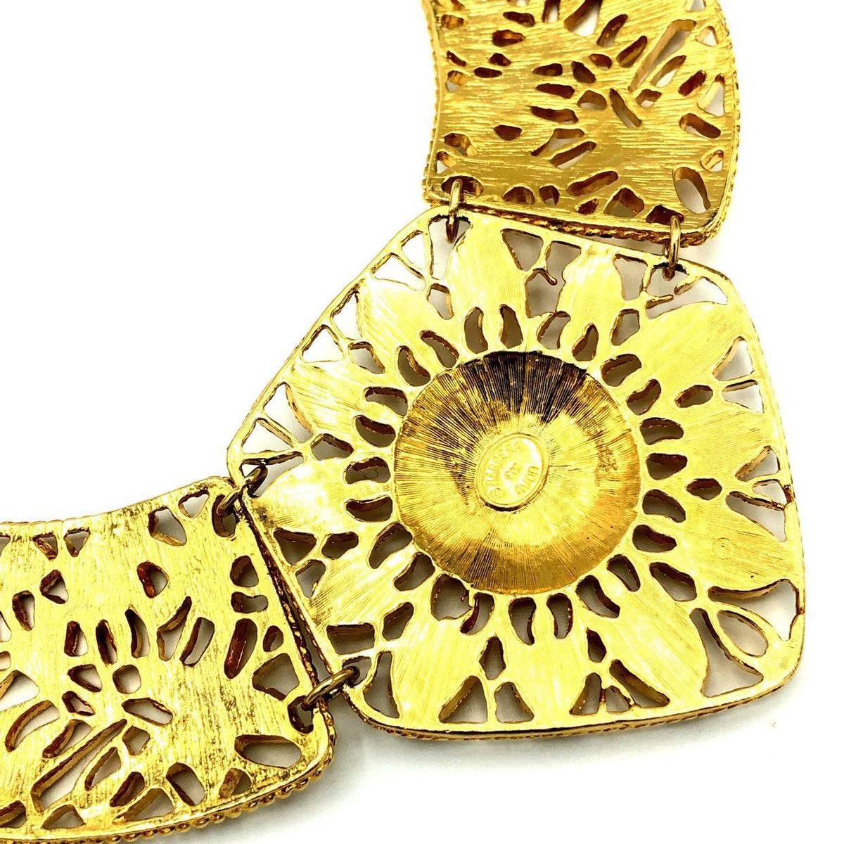 Jose Maria Barrera Gold Filigree Style Bib Statement Pendant - 24 Wishes Vintage Jewelry