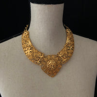 Jose Maria Barrera Gold Filigree Style Bib Statement Pendant - 24 Wishes Vintage Jewelry