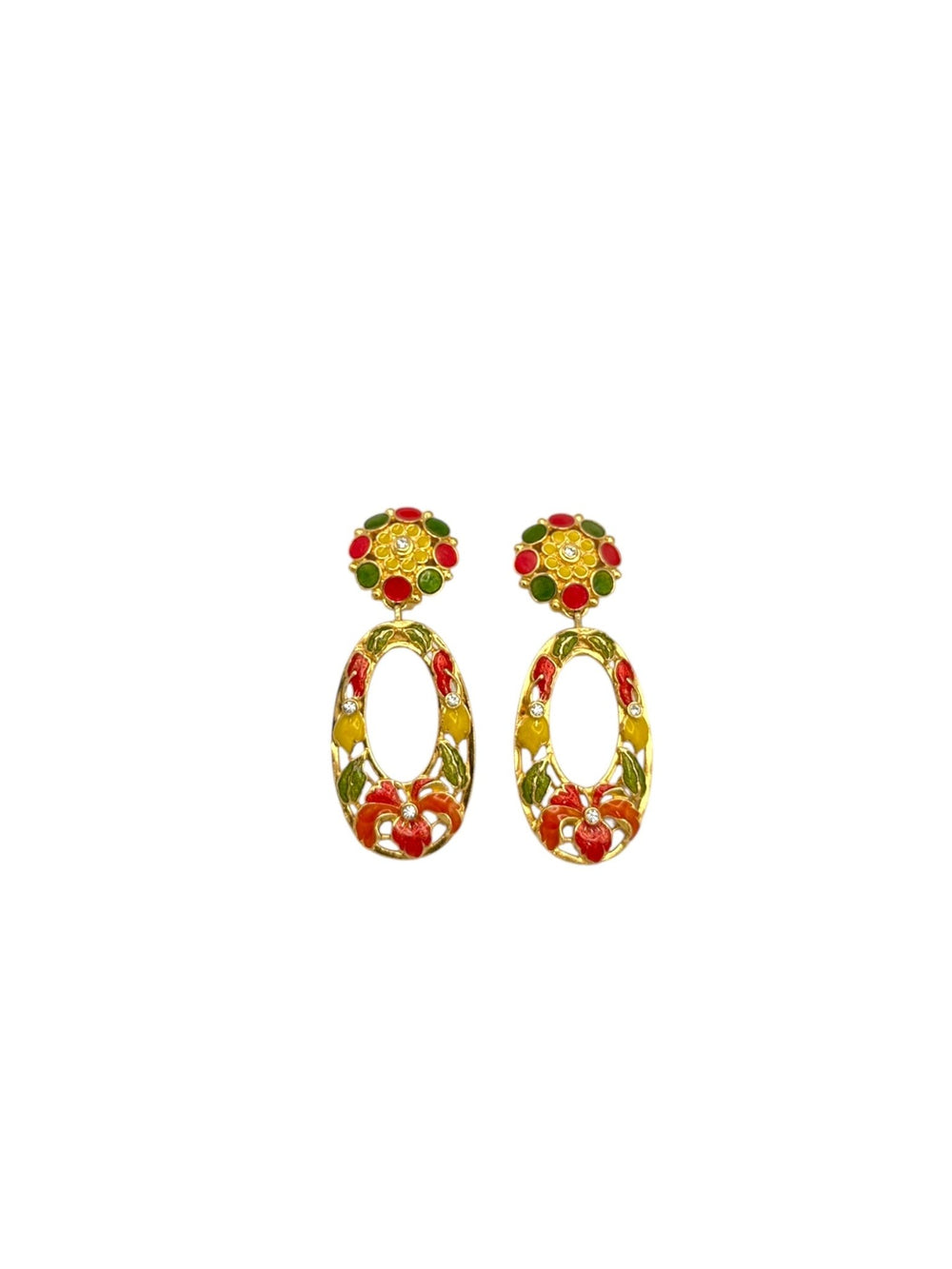 Jose Maria Barrera Hibiscus Flower Dangle Convertible Clip - On Earrings - 24 Wishes Vintage Jewelry