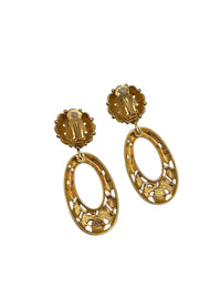 Jose Maria Barrera Hibiscus Flower Dangle Convertible Clip - On Earrings - 24 Wishes Vintage Jewelry