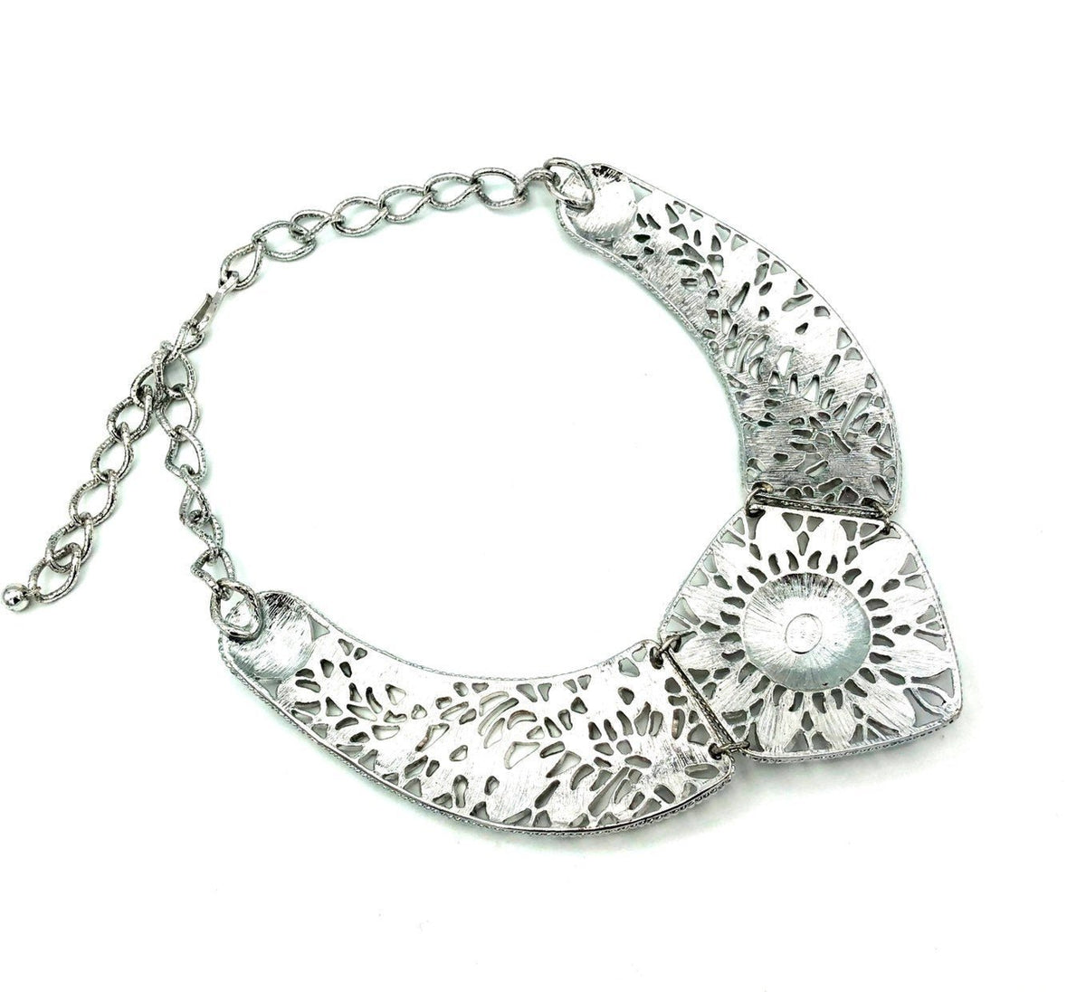 Jose Maria Barrera Silver Filigree Style Bib Statement Pendant - 24 Wishes Vintage Jewelry