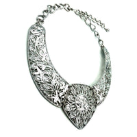 Jose Maria Barrera Silver Filigree Style Bib Statement Pendant - 24 Wishes Vintage Jewelry