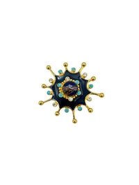 Jose Maria Barrera Vintage Jewelry Enamel 'Roman Holiday' Starburst Statement Brooch Pendant - 24 Wishes Vintage Jewelry