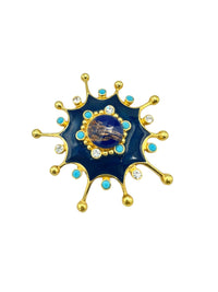 Jose Maria Barrera Vintage Jewelry Enamel 'Roman Holiday' Starburst Statement Brooch Pendant - 24 Wishes Vintage Jewelry