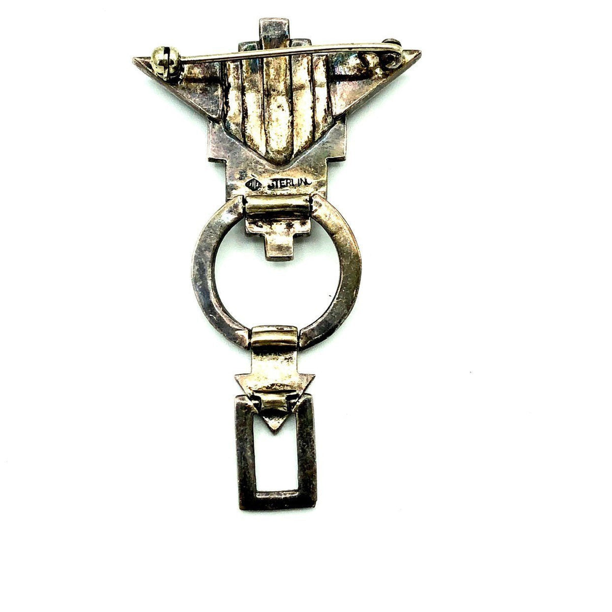 Judith Jack Sterling Silver Marcasite Art Deco Style Dangle Brooch - 24 Wishes Vintage Jewelry