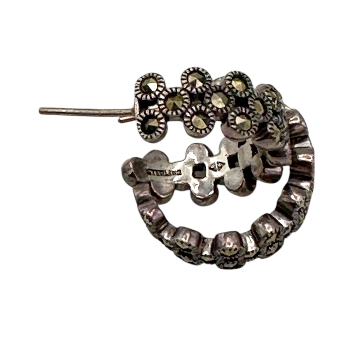 Judith Jack Sterling Silver Vintage Marcasite Twin Towers NYC Skyline Brooch & Pierced Hoop Earrings Jewelry Set 24 Wishes Vintage Jewelry