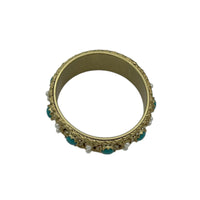BraceletsJuicy Couture Gold Faux Turquoise Pearl Statement Bangle Bracelet
