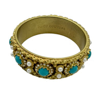 BraceletsJuicy Couture Gold Faux Turquoise Pearl Statement Bangle Bracelet