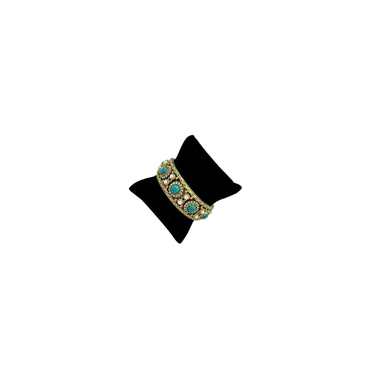 BraceletsJuicy Couture Gold Faux Turquoise Pearl Statement Bangle Bracelet