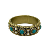 BraceletsJuicy Couture Gold Faux Turquoise Pearl Statement Bangle Bracelet