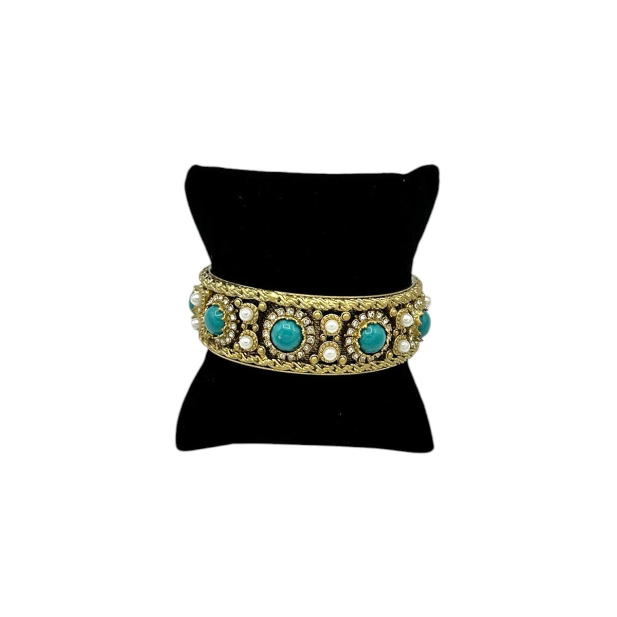 BraceletsJuicy Couture Gold Faux Turquoise Pearl Statement Bangle Bracelet