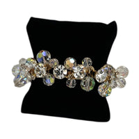 BraceletsJuliana D&E Vintage Cha Cha Bracelet Aurora Borealis Faceted Crystal Dangle Bead Five Link