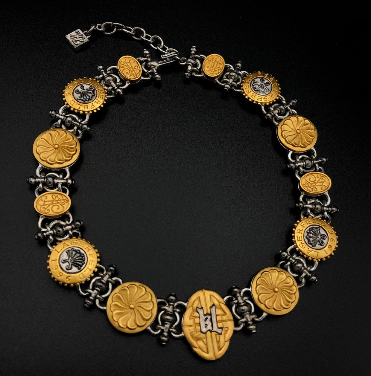 Karl Lagerfeld Vintage Gold & Silver Classic Medallion Pendant