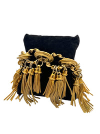 Karl Lagerfeld Vintage Satin Gold Tassel Statement Bracelet - 24 Wishes Vintage Jewelry