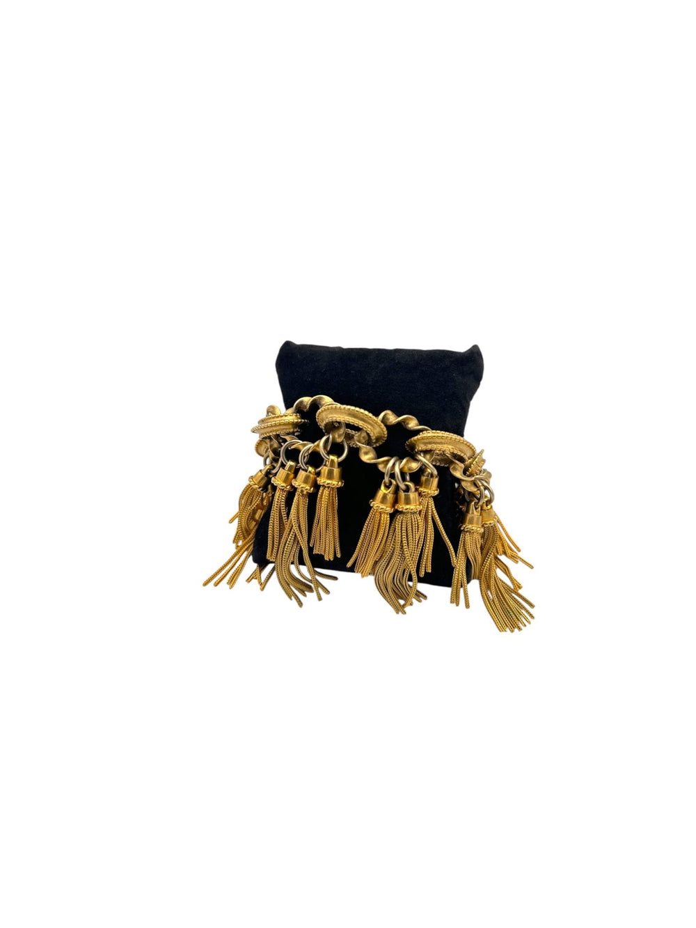 Karl Lagerfeld Vintage Satin Gold Tassel Statement Bracelet Bracelets 24 Wishes Vintage Jewelry