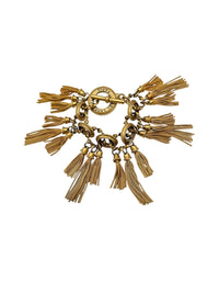 Karl Lagerfeld Vintage Satin Gold Tassel Statement Bracelet - 24 Wishes Vintage Jewelry