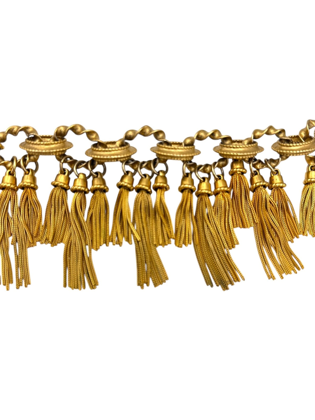 Karl Lagerfeld Vintage Satin Gold Tassel Statement Bracelet - 24 Wishes Vintage Jewelry