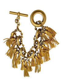 Karl Lagerfeld Vintage Satin Gold Tassel Statement Bracelet - 24 Wishes Vintage Jewelry