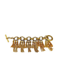 Karl Lagerfeld Vintage Satin Gold Tassel Statement Bracelet - 24 Wishes Vintage Jewelry