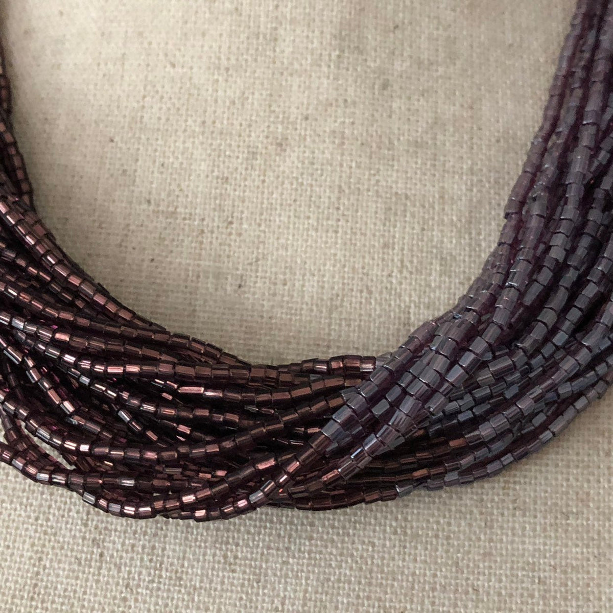 Kenneth Jay Lane Amethyst Purple Czech Glass Bead Torsade Vintage Necklace - 24 Wishes Vintage Jewelry