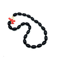 Kenneth Jay Lane Andros Black Bead Coral Toggle Necklace - 24 Wishes Vintage Jewelry