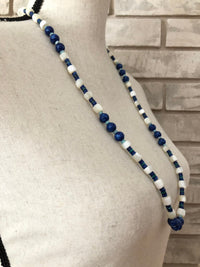 Kenneth Jay Lane Blue Puka Shell MOP Boho Vintage Layering Necklace - 24 Wishes Vintage Jewelry