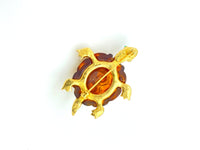 Kenneth Jay Lane Brown Pearl & Rhinestone Turtle Brooch - 24 Wishes Vintage Jewelry