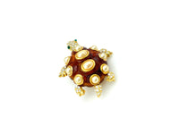 Kenneth Jay Lane Brown Pearl & Rhinestone Turtle Brooch - 24 Wishes Vintage Jewelry