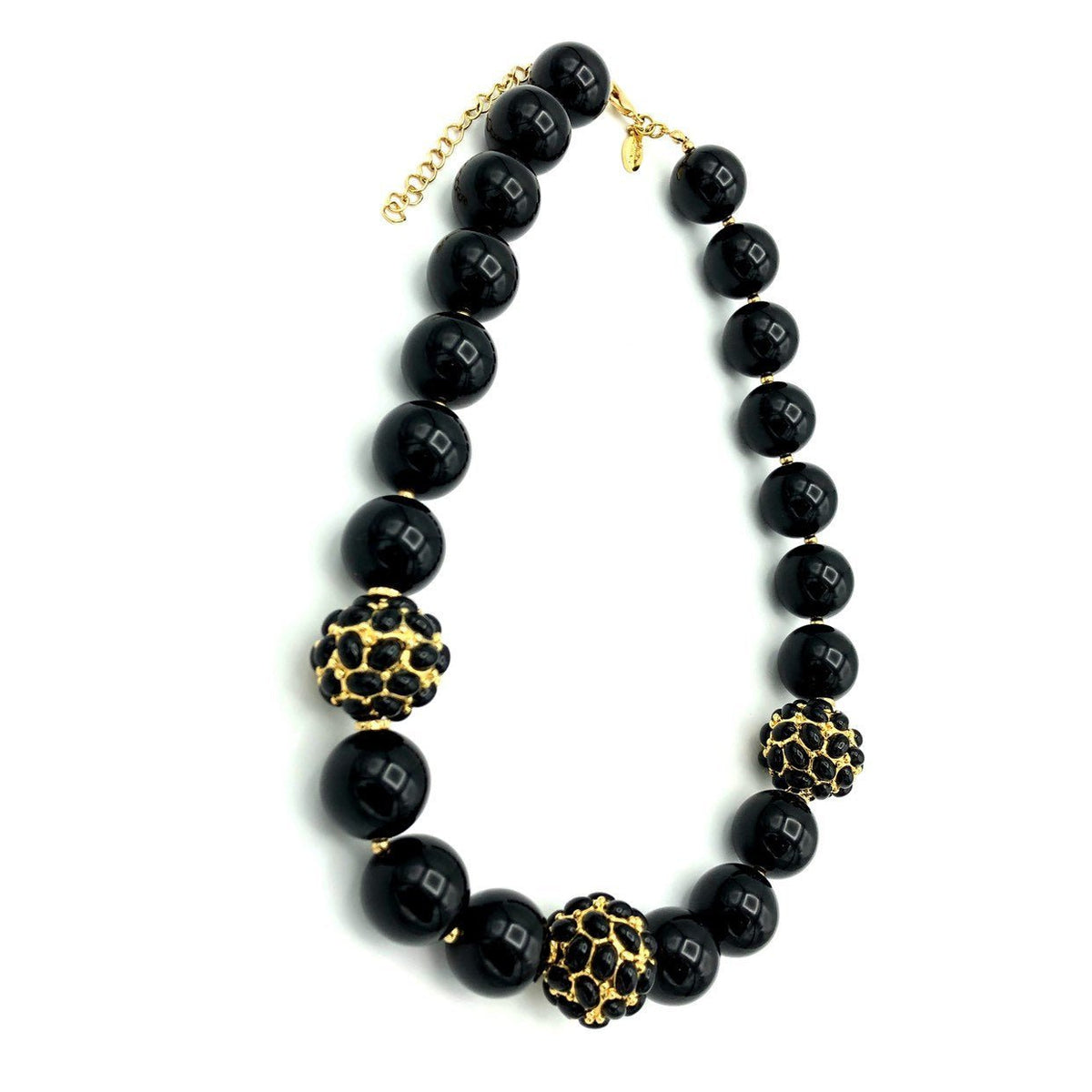 Kenneth Jay Lane Chunky Black Bead Necklace - 24 Wishes Vintage Jewelry