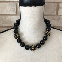 Kenneth Jay Lane Chunky Black Bead Necklace - 24 Wishes Vintage Jewelry