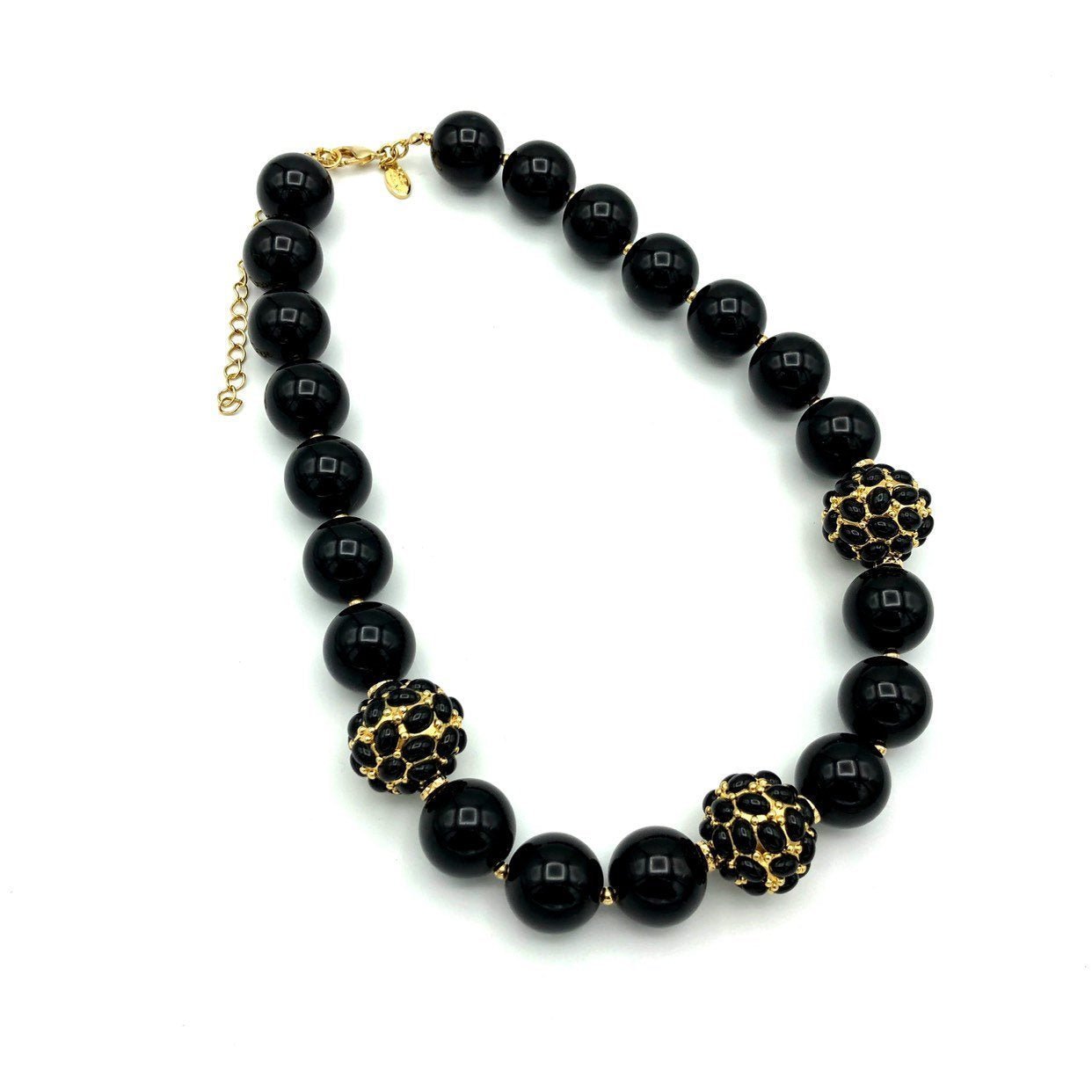 Vintage Kenneth shops Jay Lane Necklace Black Beaded Chunky KJL