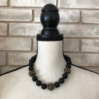 Kenneth Jay Lane Chunky Black Bead Necklace - 24 Wishes Vintage Jewelry