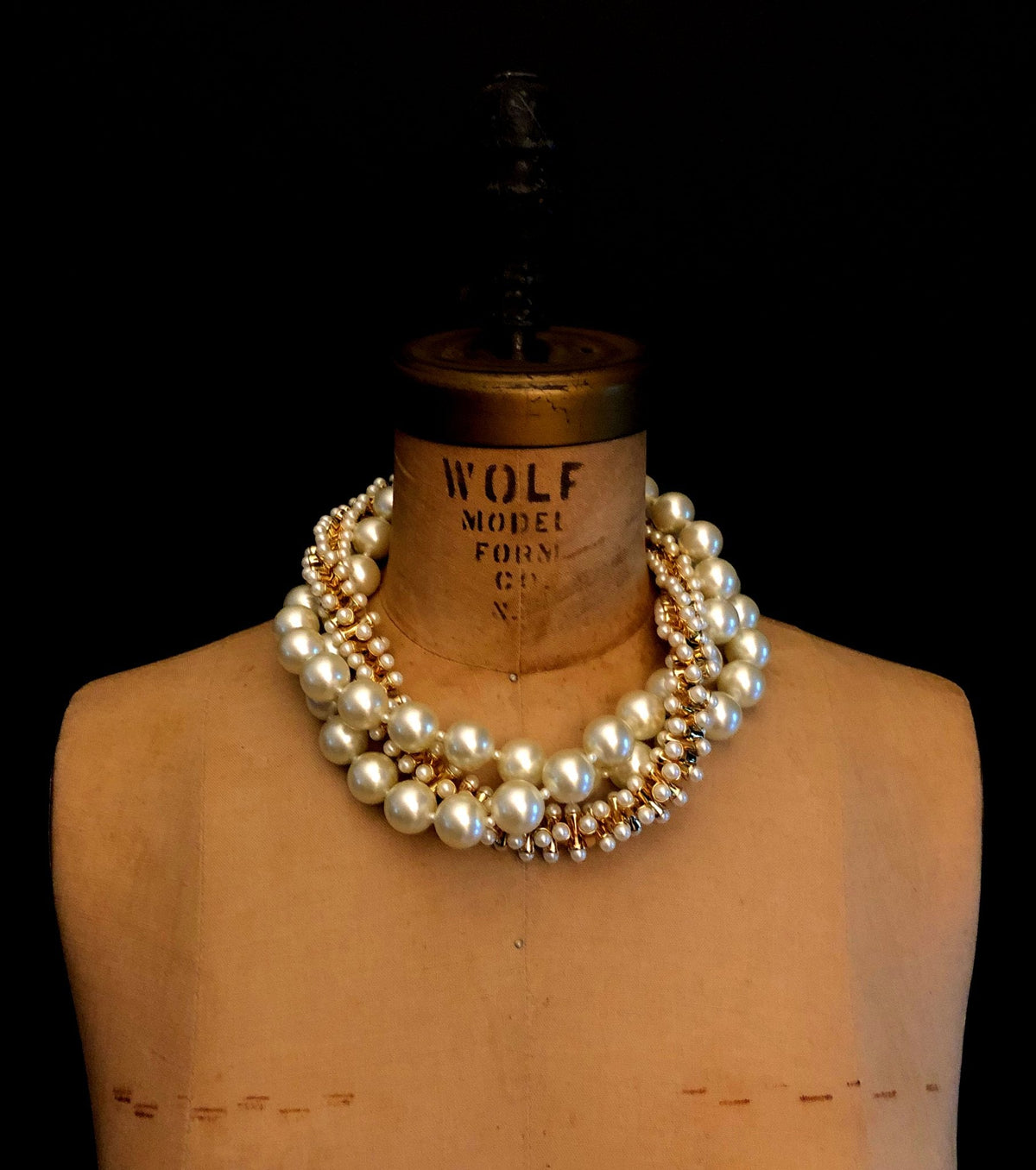 Kenneth Jay Lane Chunky Layered Pearl Cluster Necklace - 24 Wishes Vintage Jewelry