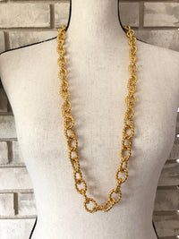 Kenneth Jay Lane Classic Gold Long Twisted Link Chain Necklace - 24 Wishes Vintage Jewelry