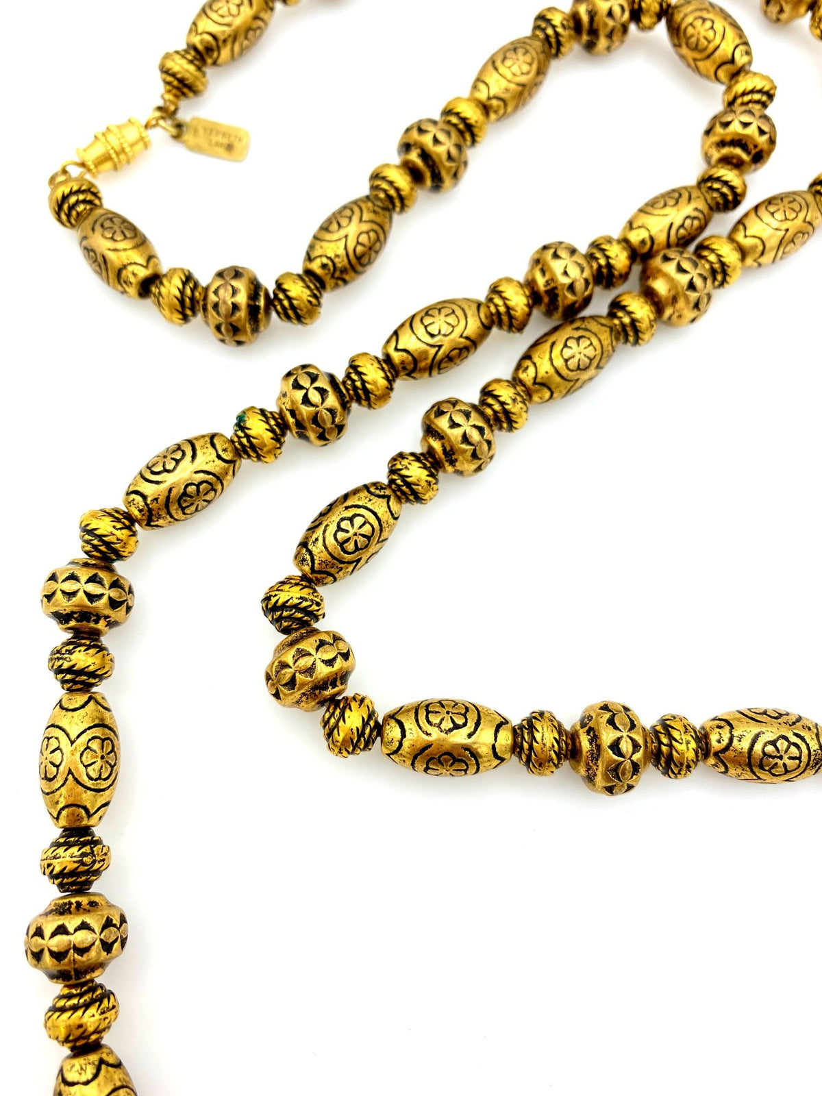 Kenneth Jay Lane Gold Bohemian Bead Long Vintage Necklace - 24 Wishes Vintage Jewelry