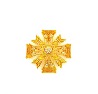 Kenneth Jay Lane Gold Filigree Maltese Cross Brooch - 24 Wishes Vintage Jewelry