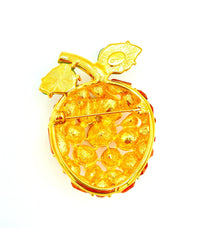 Kenneth Jay Lane Gold Topaz Apricot Fruit Brooch - 24 Wishes Vintage Jewelry