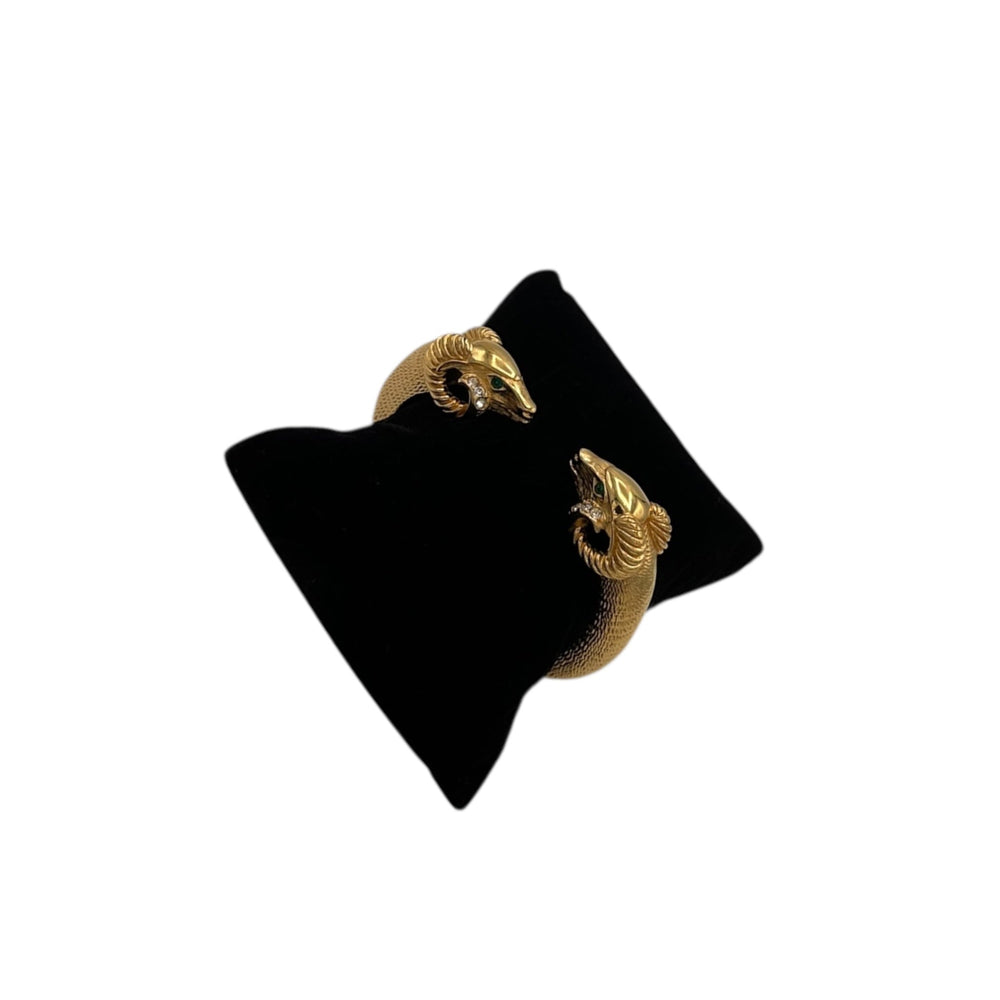 BraceletsKenneth Jay Lane KJL Gold Double Ram Head Spring Cuff Bracelet