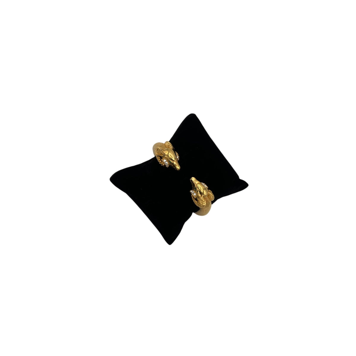 BraceletsKenneth Jay Lane KJL Gold Double Ram Head Spring Cuff Bracelet