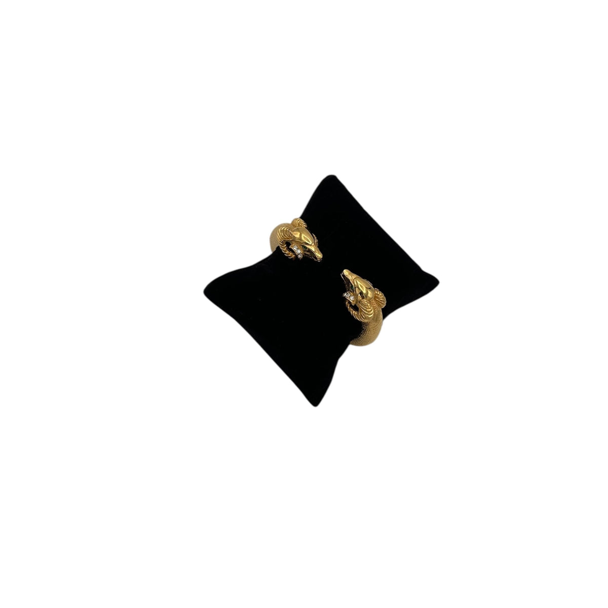 BraceletsKenneth Jay Lane KJL Gold Double Ram Head Spring Cuff Bracelet