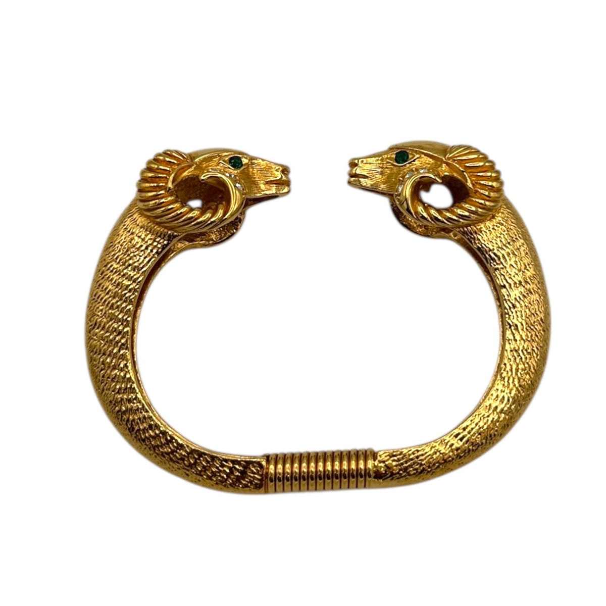 BraceletsKenneth Jay Lane KJL Gold Double Ram Head Spring Cuff Bracelet